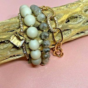 Fall Bracelet Smoke Mirrors Rondelle Czech Beads Gold